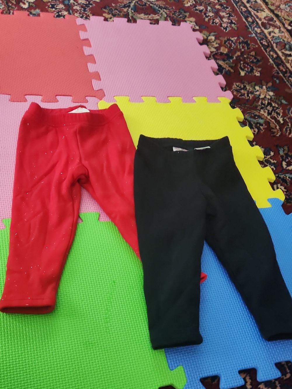 Cat & Jack Girls' Red and Black Leggings Duo